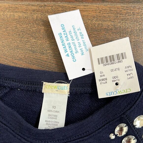 Crewcuts Girls Navy Blue Sweater Dress Size 10 Rhinestones Long Sleeve Jewels - Picture 3 of 6